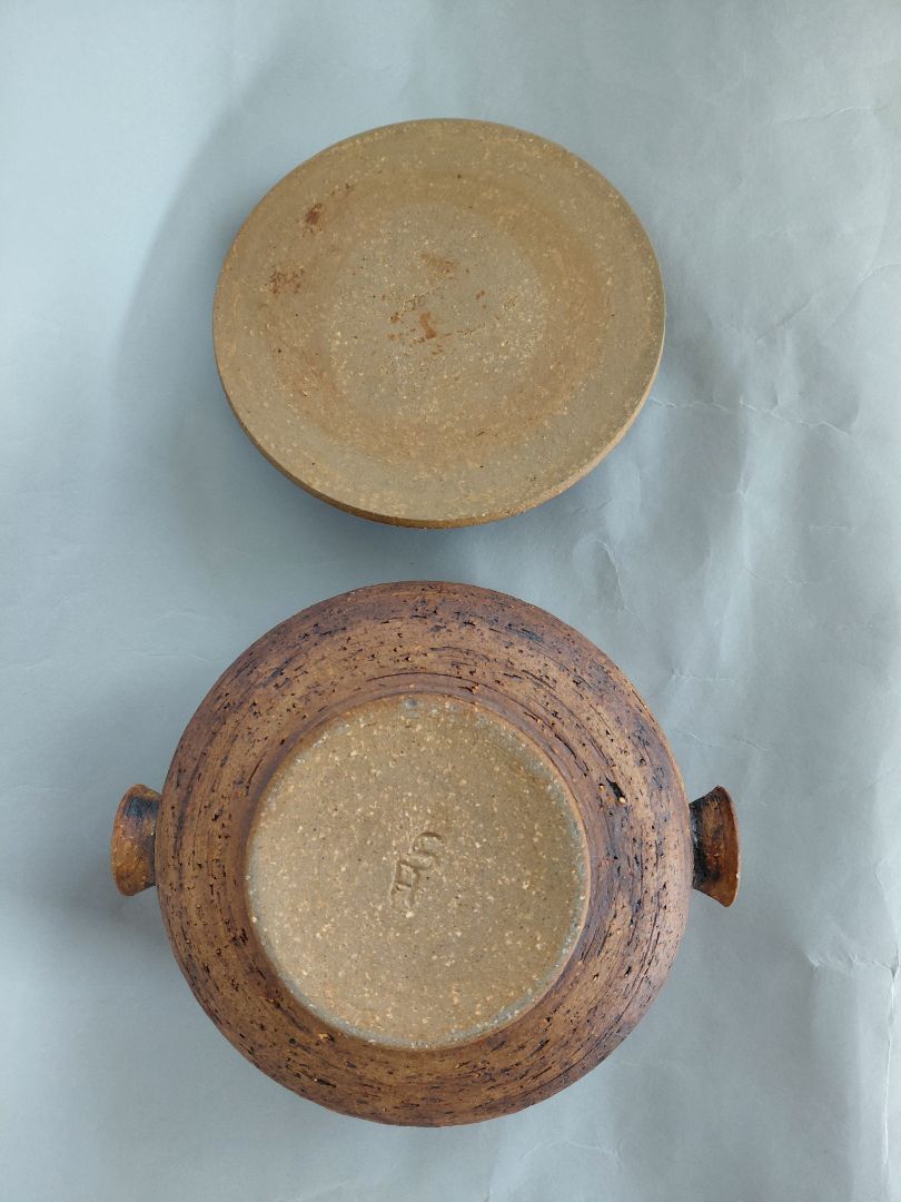 Handmade clay pot with lid