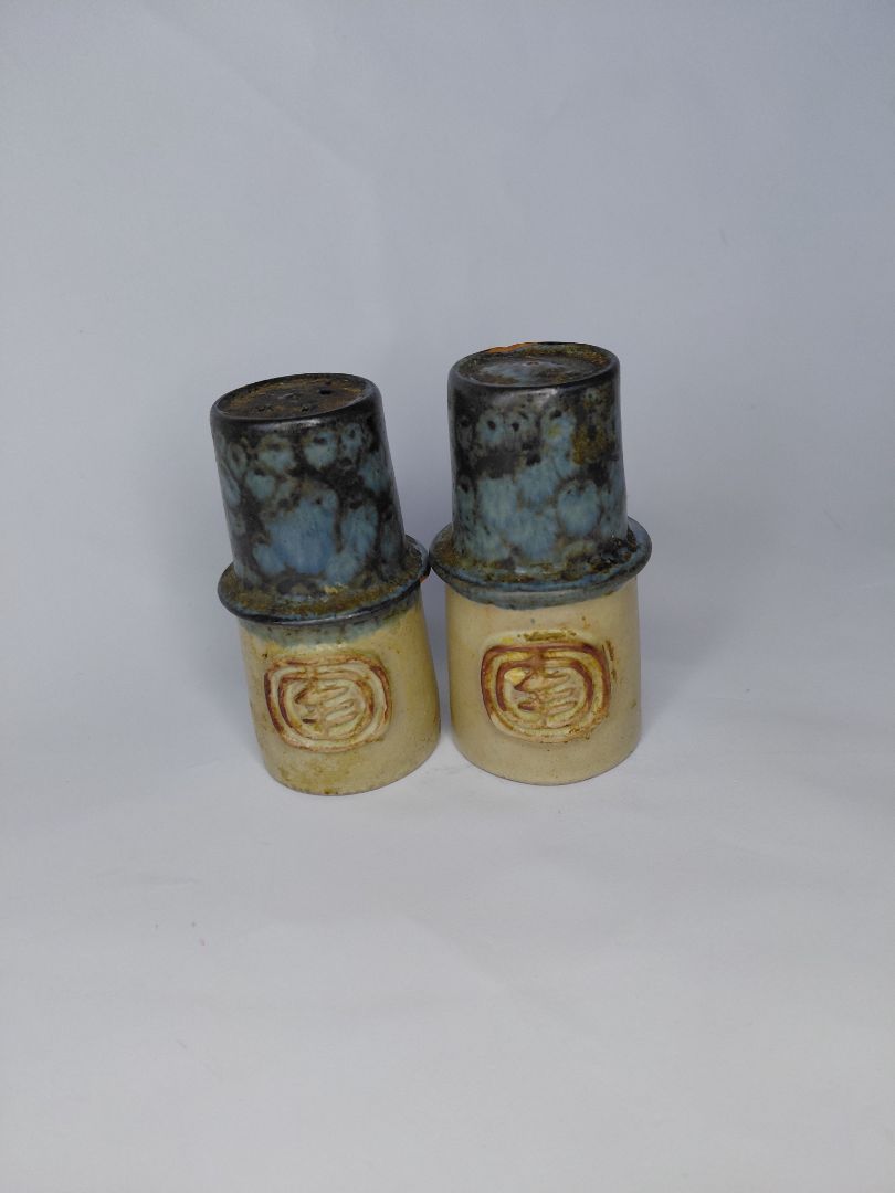 Keramik Salt og pipar staukar (vintage), Jette Hellerøe