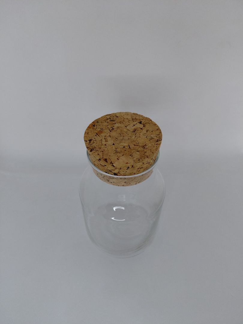 Glass jar with cork lid