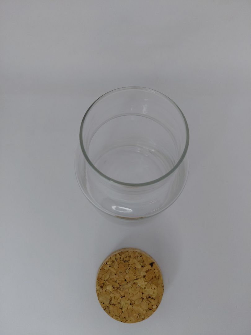 Glass jar with cork lid