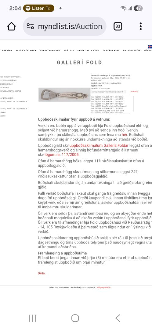 Bottle opner by Guðlaugur Magnússon (925S silver and stainless steel), Erna h/f