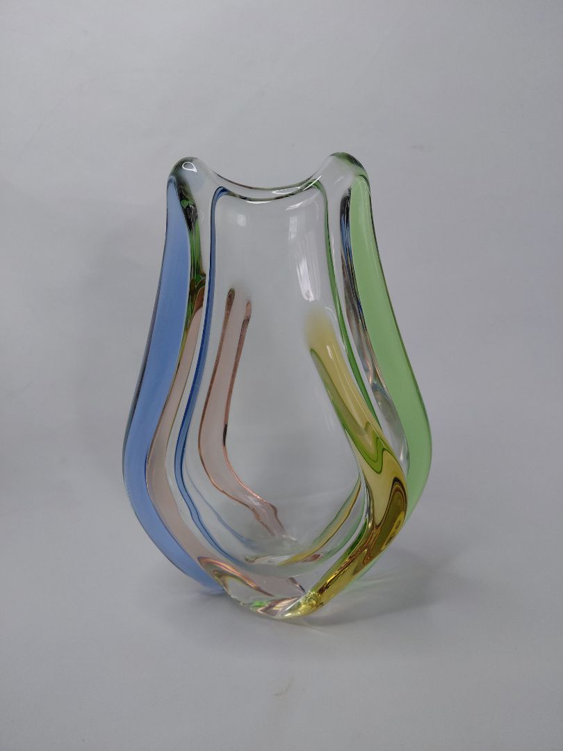 Vintage blómavasi (1950-1960), Frantisek Zemek fyrir Mstisov Glassworks
