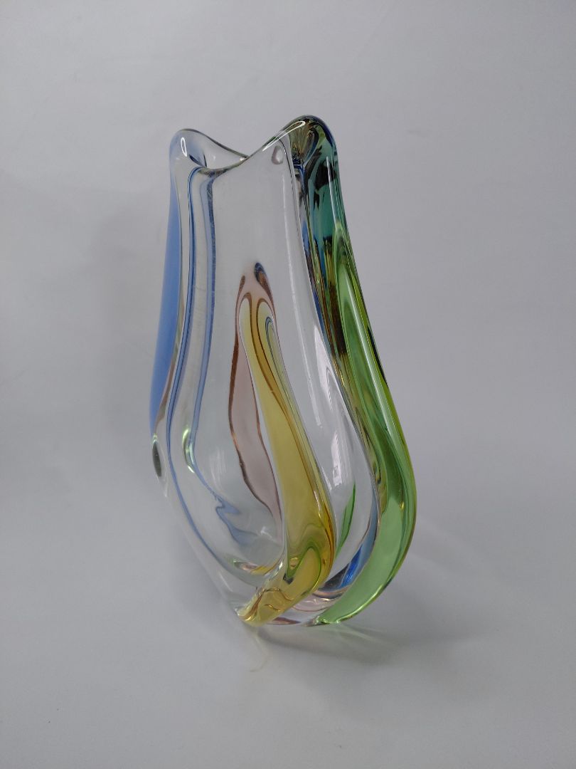 Vintage blómavasi (1950-1960), Frantisek Zemek fyrir Mstisov Glassworks