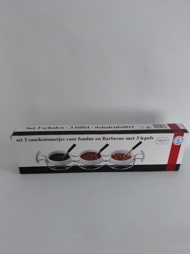 Sauce bowls in steel tray, Imperial houseware