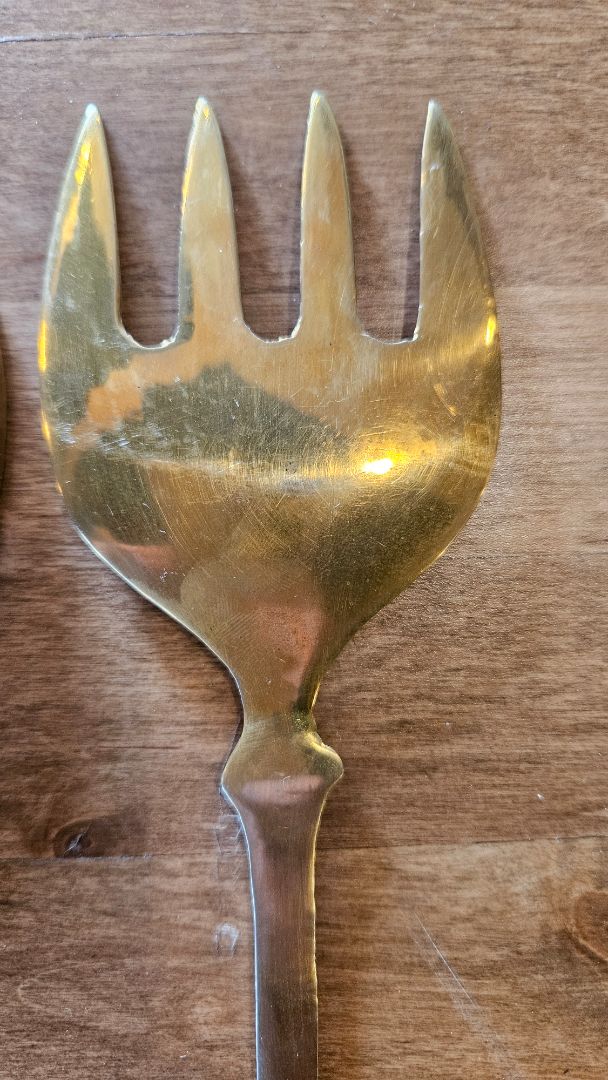Vintage brass salad spoons