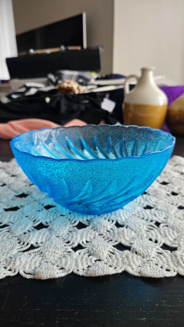Blue old fashioned bowl