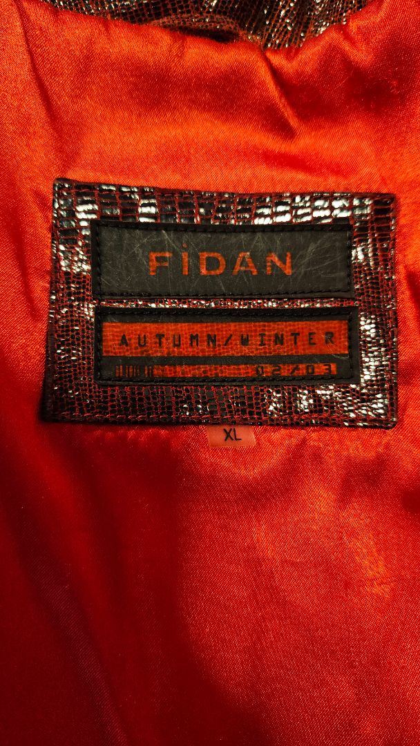 Vintage glans leðurjakki, XL, Fidan
