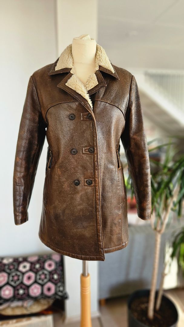 Vintage leather mocha jacket, EUR 38, Söörmarkken