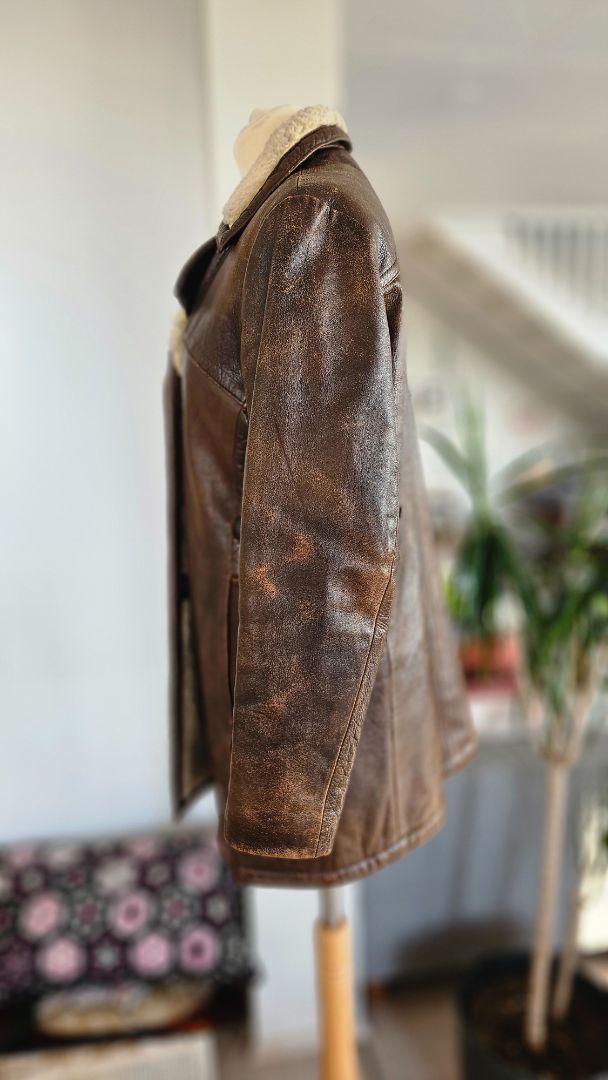 Vintage leather mocha jacket, EUR 38, Söörmarkken