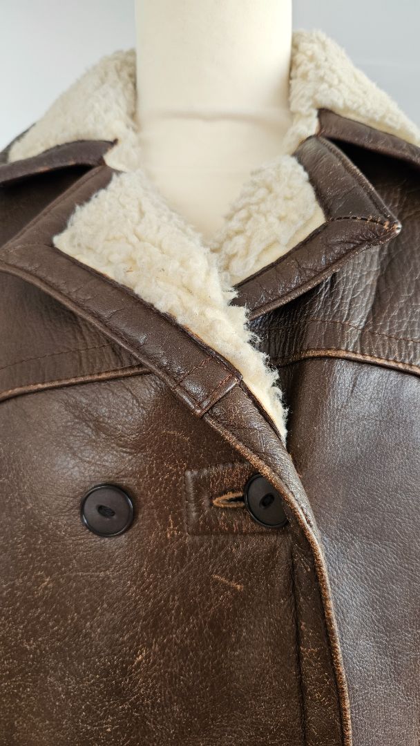 Vintage leather mocha jacket, EUR 38, Söörmarkken