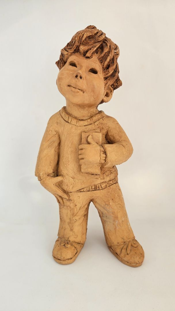 Leir stytta af strák (vintage 1970), Lee Bortin Originals