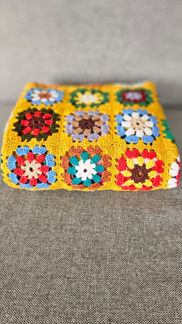 Stórt heklað rúmteppi (vintage)