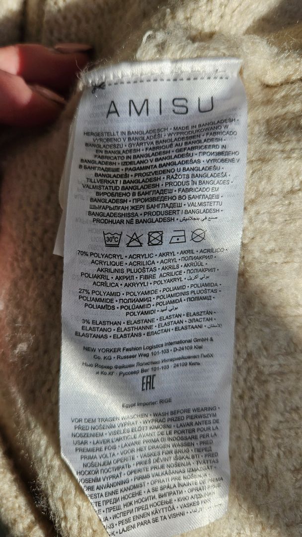 Þykk peysa með uppháum kraga, XS, Amisu