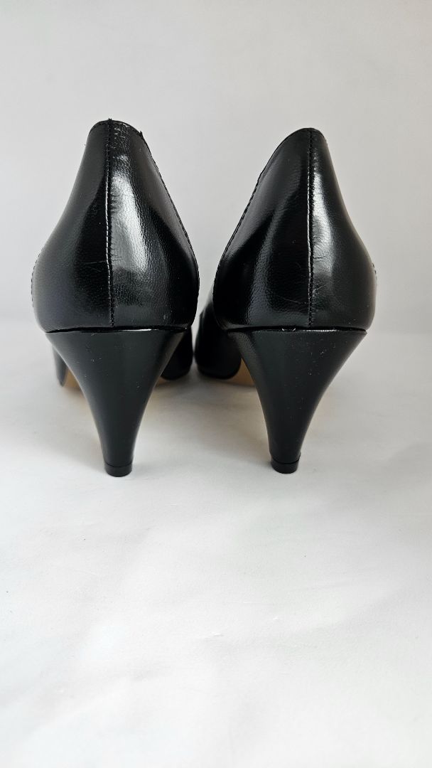 Black leather heels (7 cm), EUR 39, Six Mix