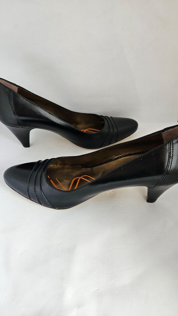Black leather heels (7 cm), EUR 39, Six Mix