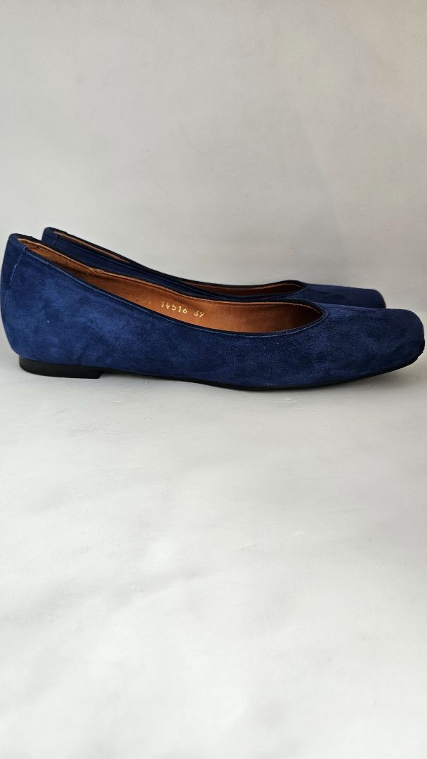 Blue suede ballerina shoes, Eur 39, Billi Bi