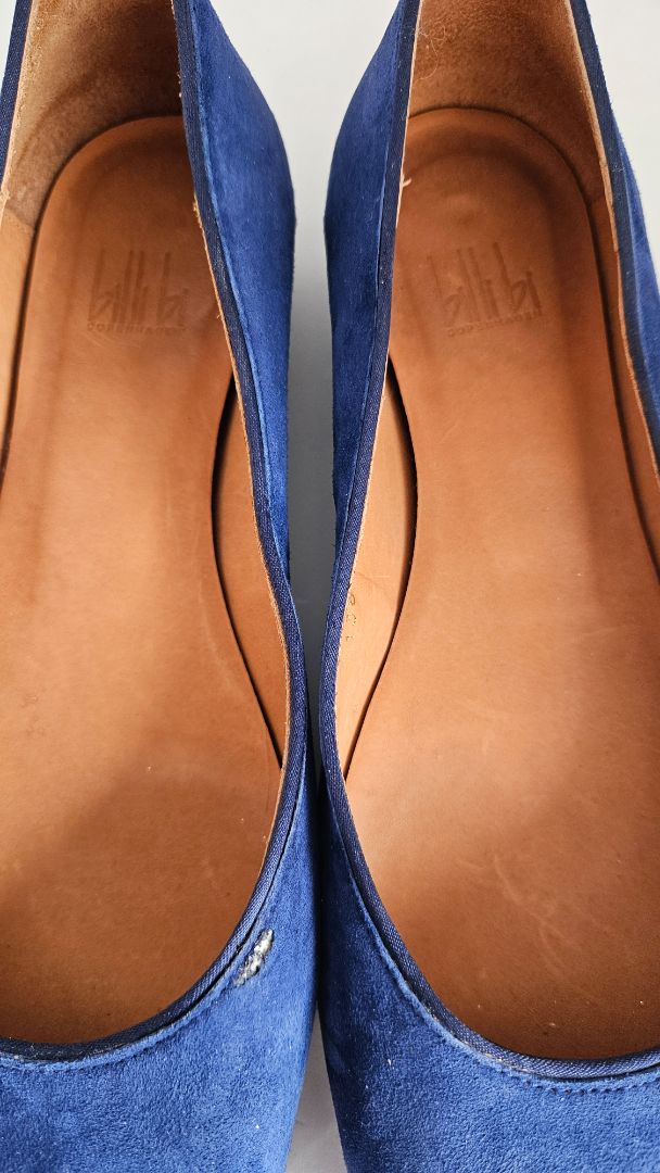 Blue suede ballerina shoes, Eur 39, Billi Bi