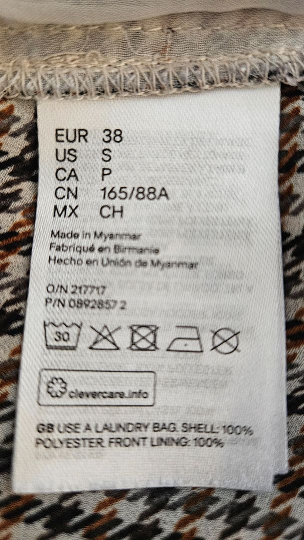 Brown checkered shirt, EUR 38, H&M