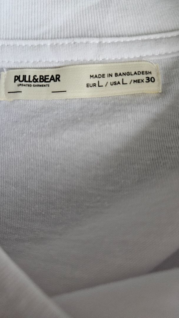Hvítur stuttermabolur, L, Pull & Bear