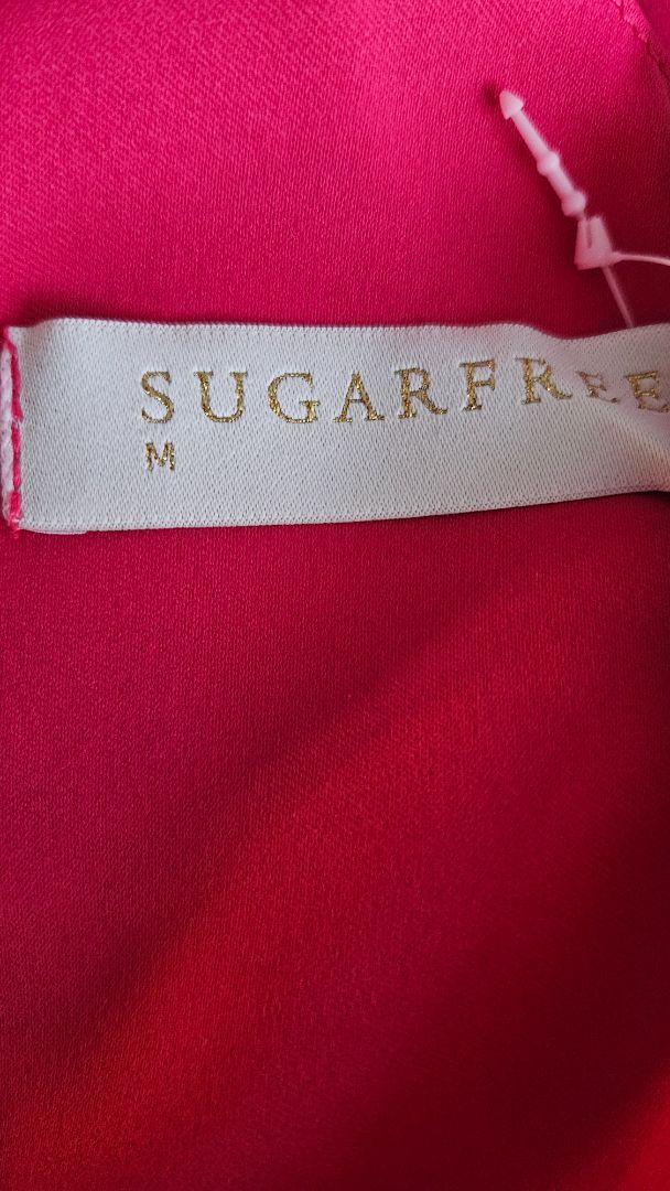 Bleikur kjóll með slaufu, M, Sugarfree