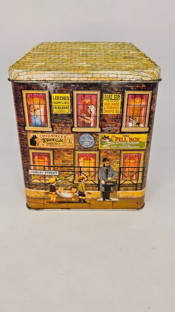 Vintage aluminum can (1990) The Drug store with first aid kit, The Silver Crane Company