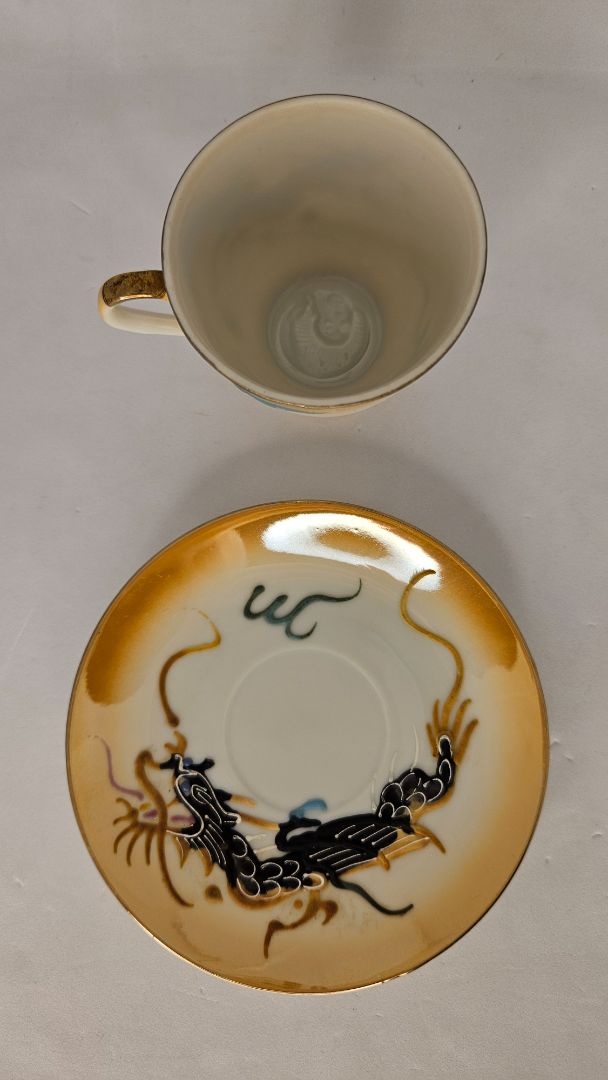 Japanese tea cup dragon pattern