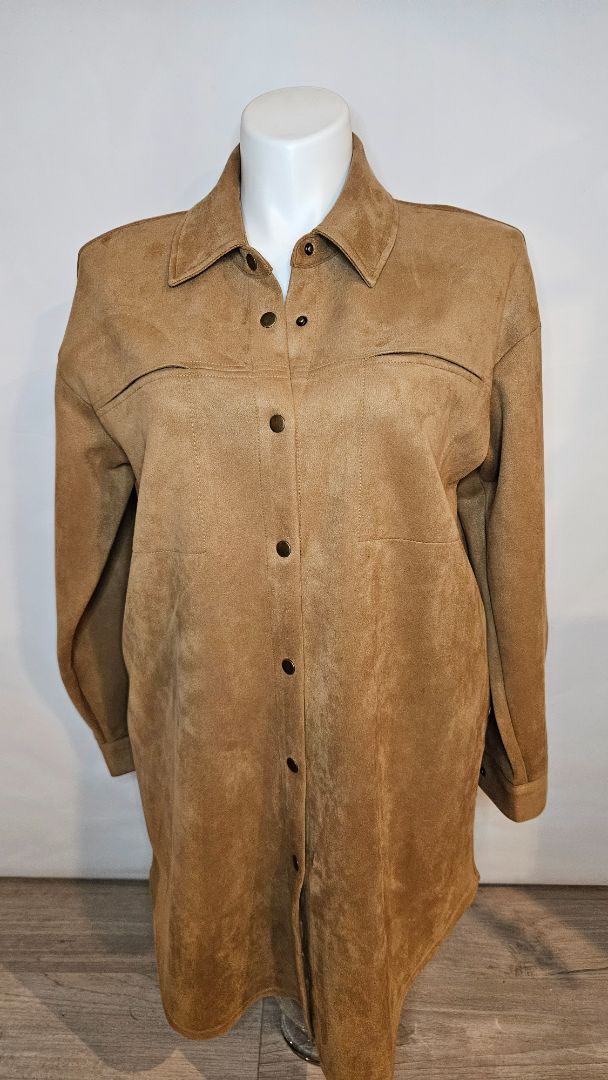 Faux suede shirt jacket, L, Only