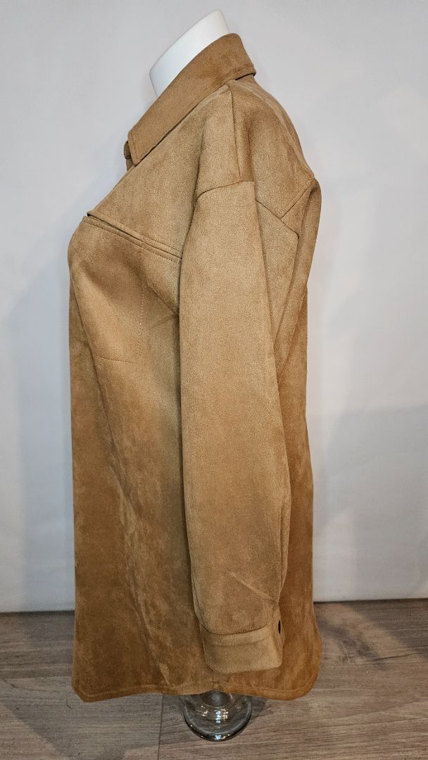 Faux suede shirt jacket, L, Only