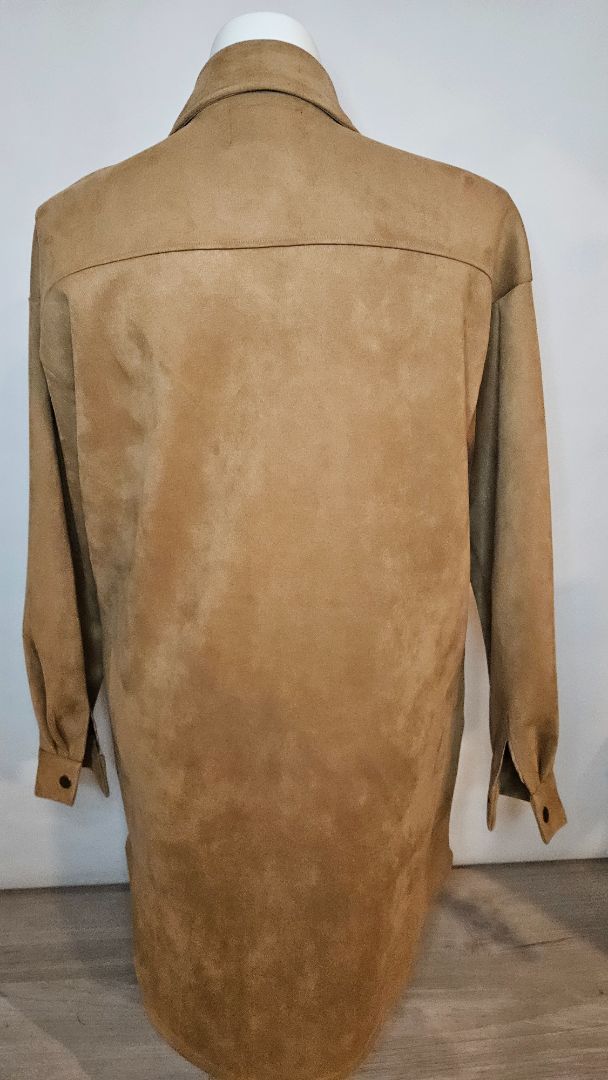 Faux suede shirt jacket, L, Only