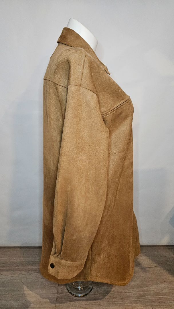Faux suede shirt jacket, L, Only