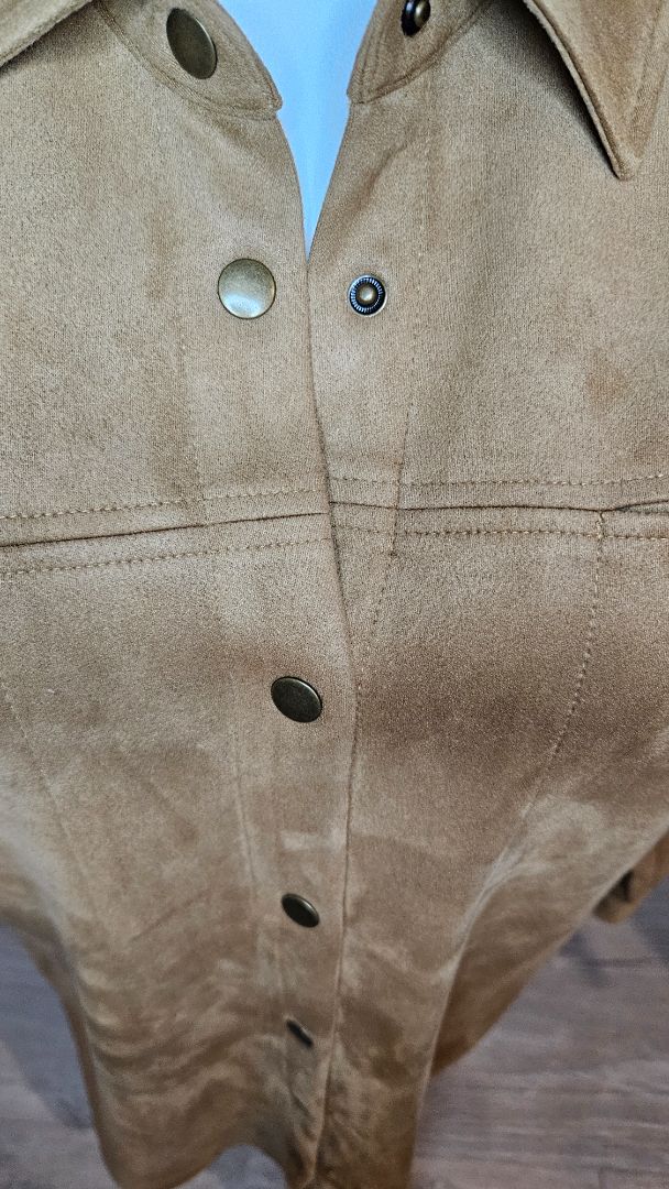 Faux suede shirt jacket, L, Only