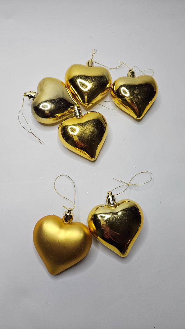 Christmas ornaments, hearts 6 pcs
