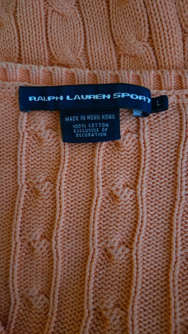 Kaðlapeysa með v-hálsmáli, L, Ralph Lauren