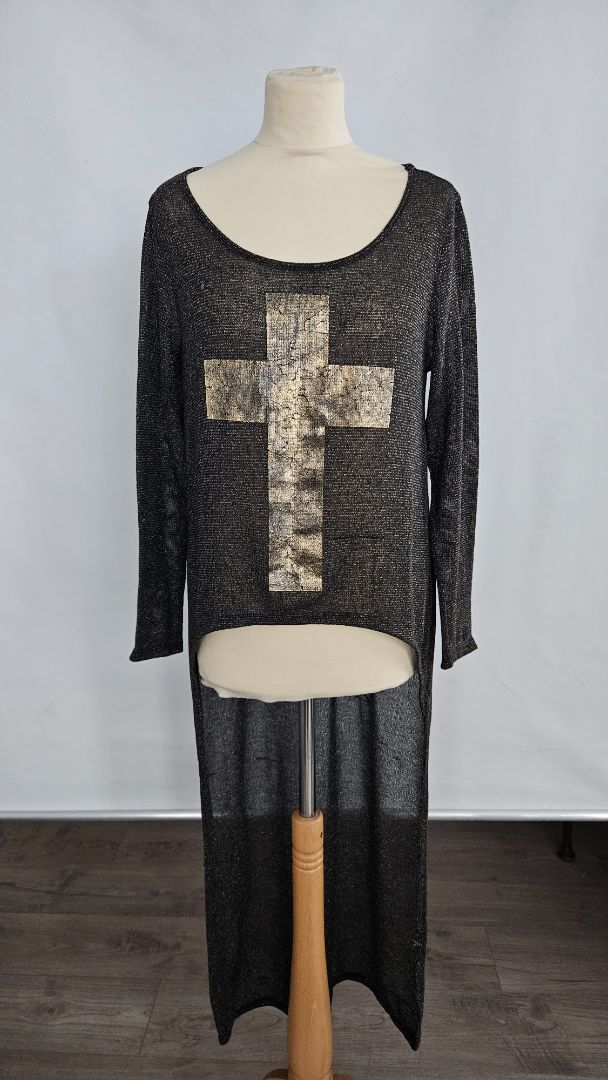 Sweater long at the back (vintage), L, Hot Choco