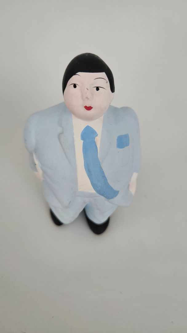 Vintage 1980s Fat Italian Business man statue, L'AQUILONE