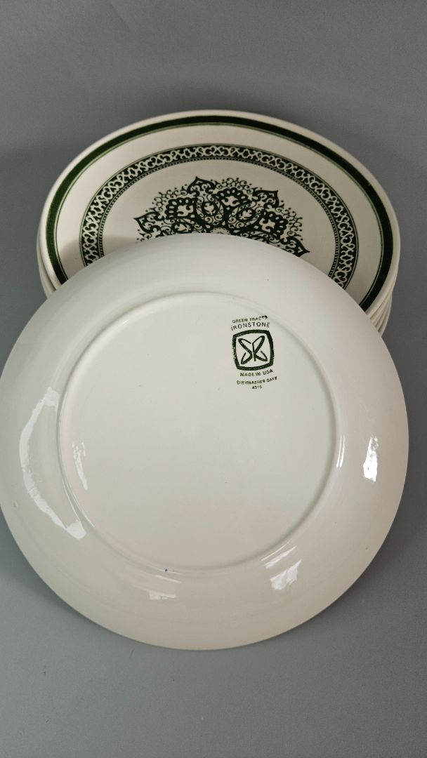 Matardiskar Green Traces 12 manna - Vintage, Ironstone