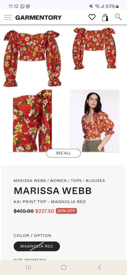 Hneppt skyrta / toppur, L, Marissa Webb