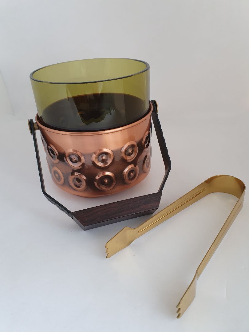 Vintage copper ice cream scoop with tongs (1960s)
