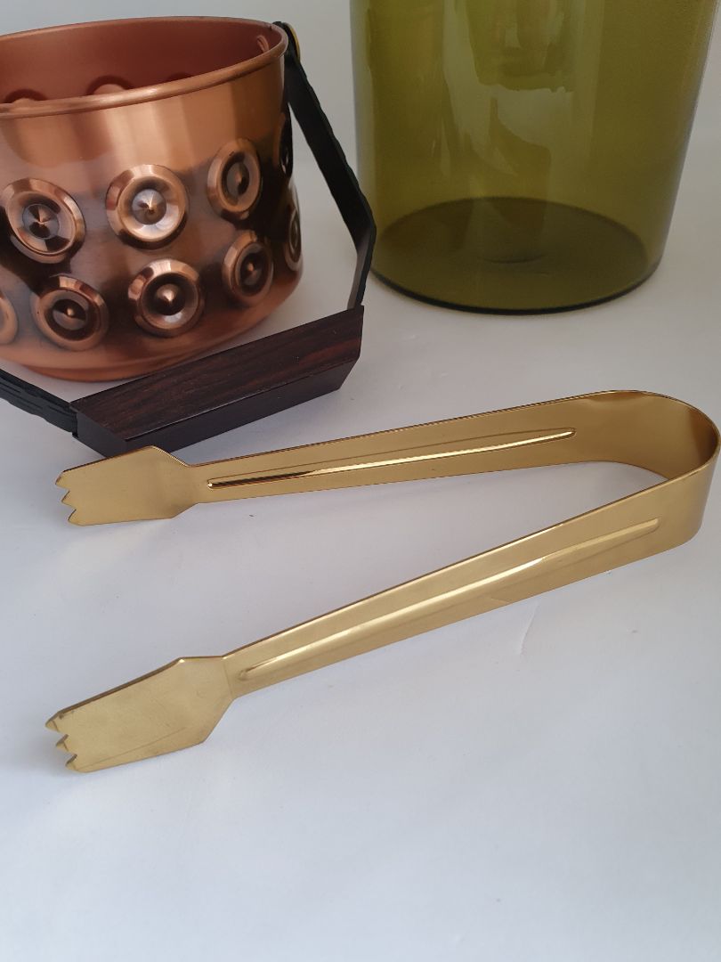 Vintage copper ice cream scoop with tongs (1960s)