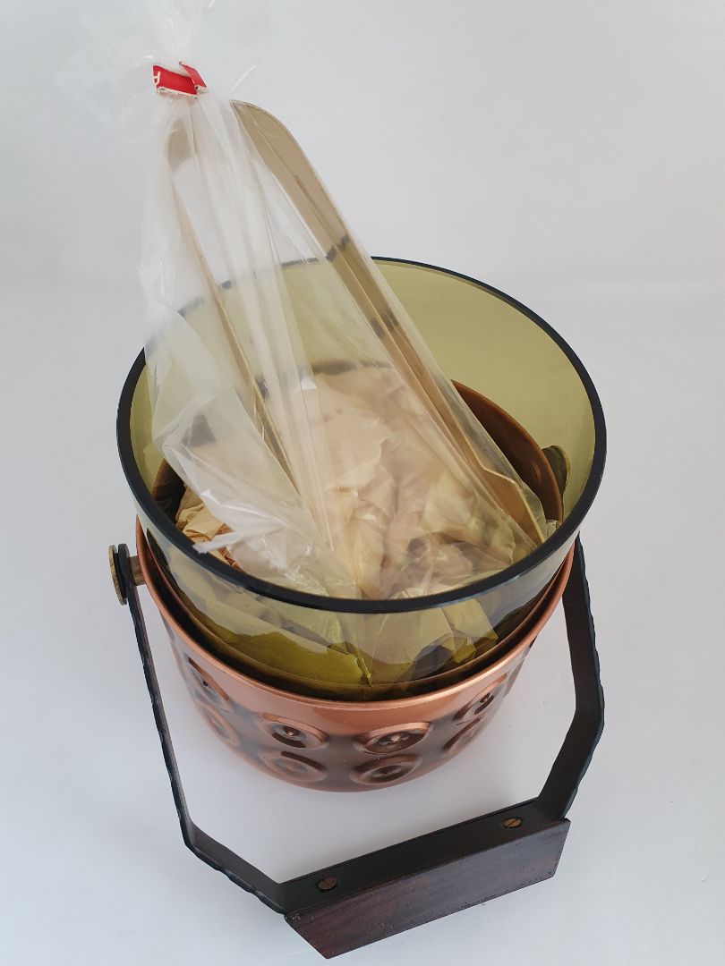 Vintage copper ice cream scoop with tongs (1960s)