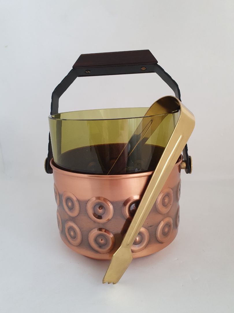 Vintage copper ice cream scoop with tongs (1960s)