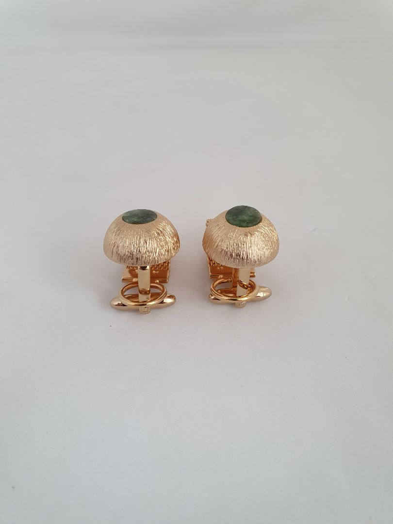 Cufflinks and tie pin (genuine Jade stones), Milt Weiss