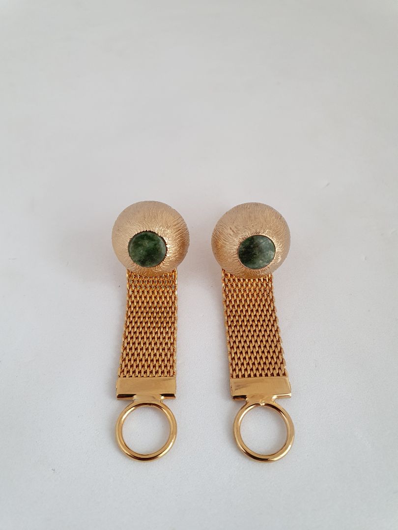 Cufflinks and tie pin (genuine Jade stones), Milt Weiss