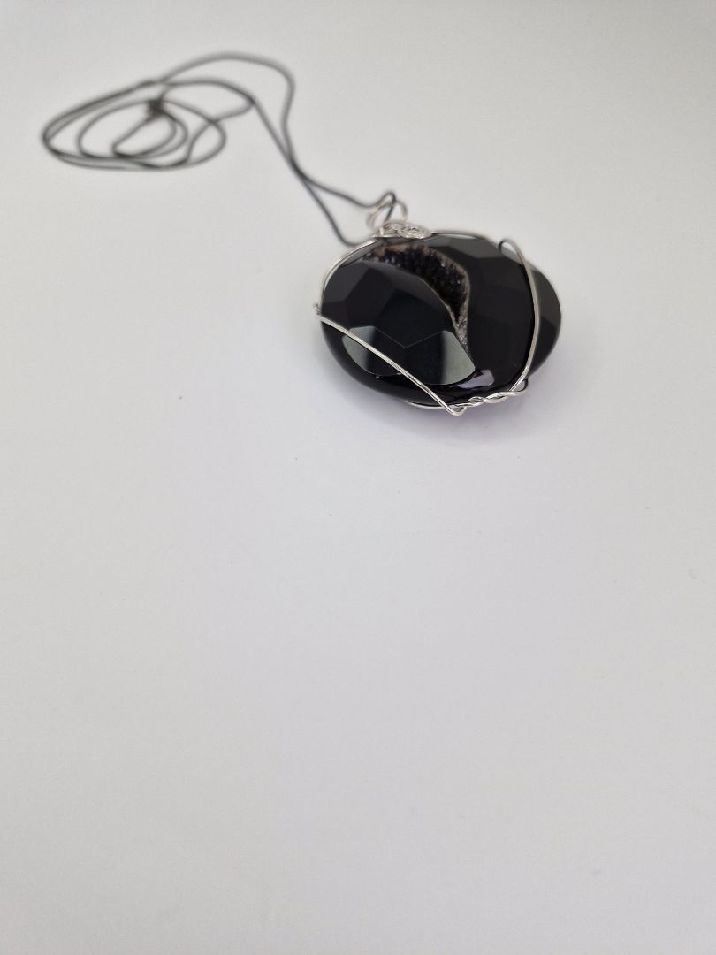 Long necklace with black Agate or black Onyx