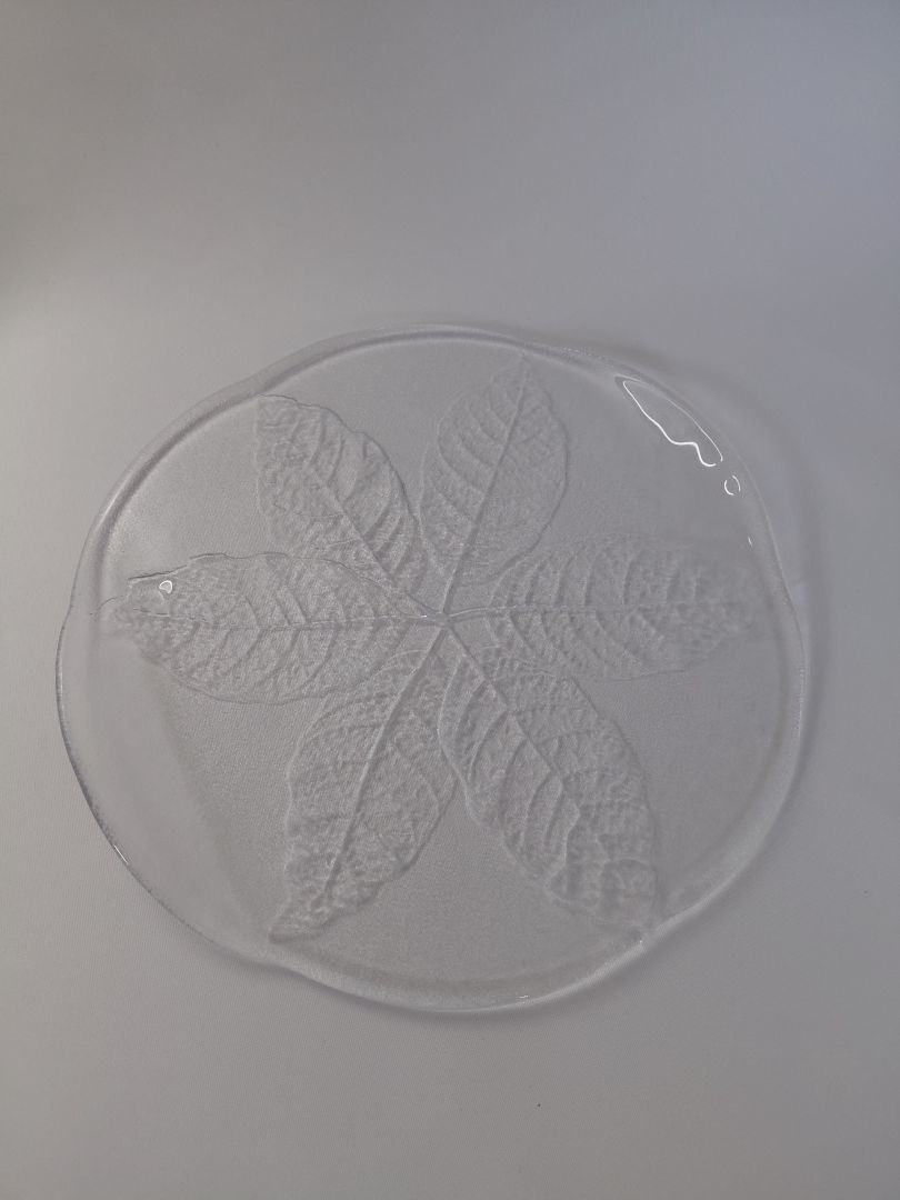 Vintage gler diskur Party leaf by Ann & Göran Warf, Kosta Boda