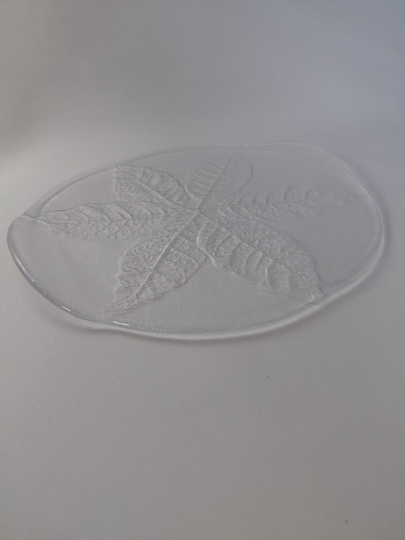 Vintage gler diskur Party leaf by Ann & Göran Warf, Kosta Boda