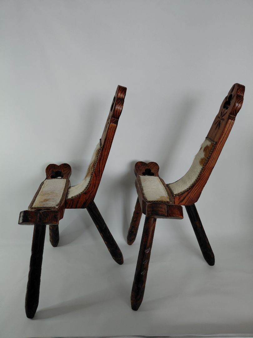 Vintage spænskir fæðingastólar og kertaborð (1960-1970)