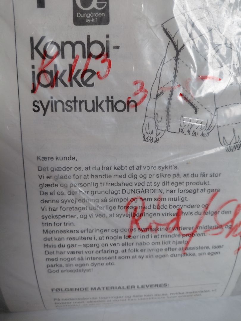 Vintage (1970s) sewing kit down jacket (unused), Dungården sewing kit