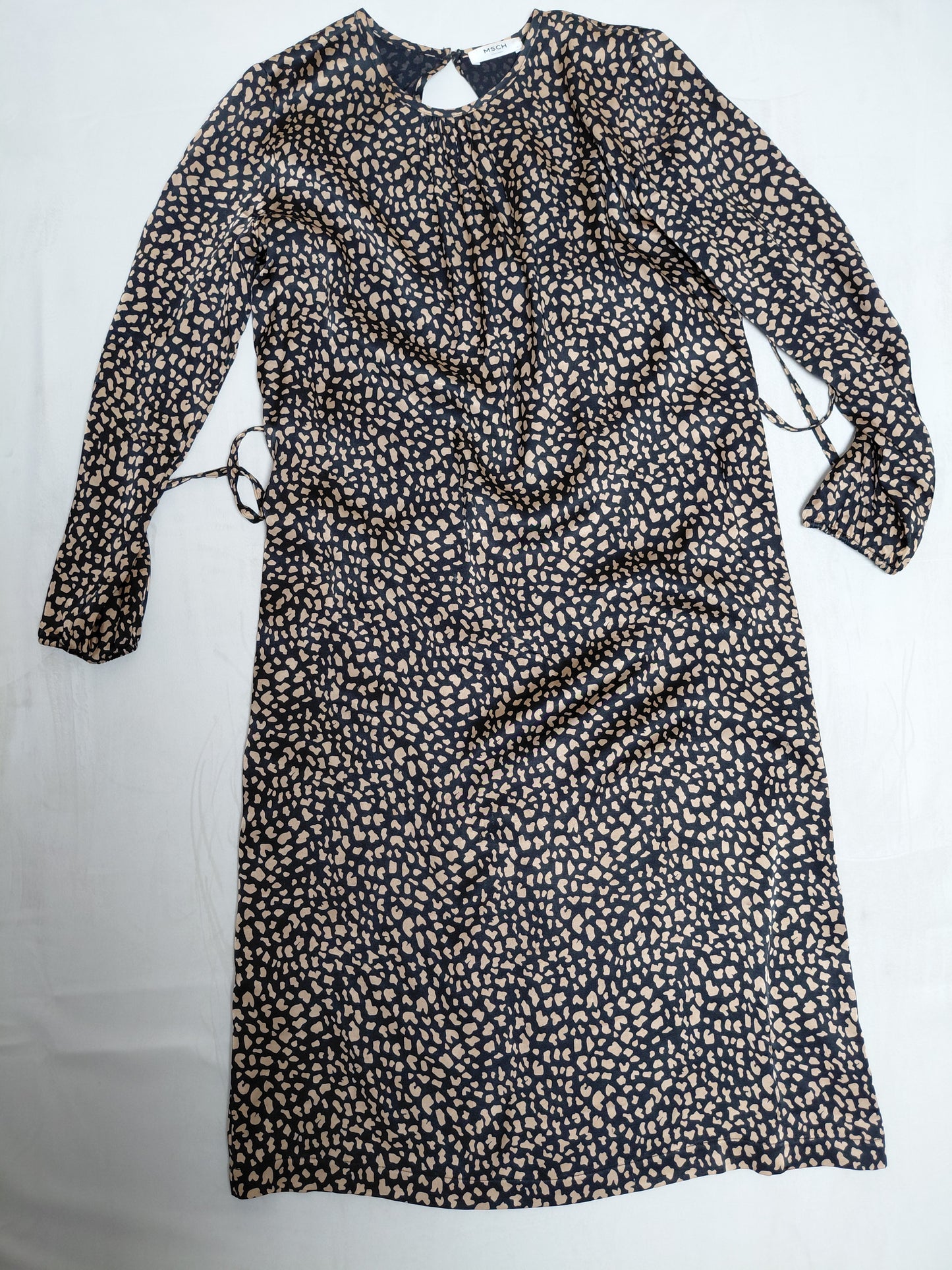 Síðerma kjóll hléðbarða munstur "Annamia Celie", M, MSCH Copenhagen