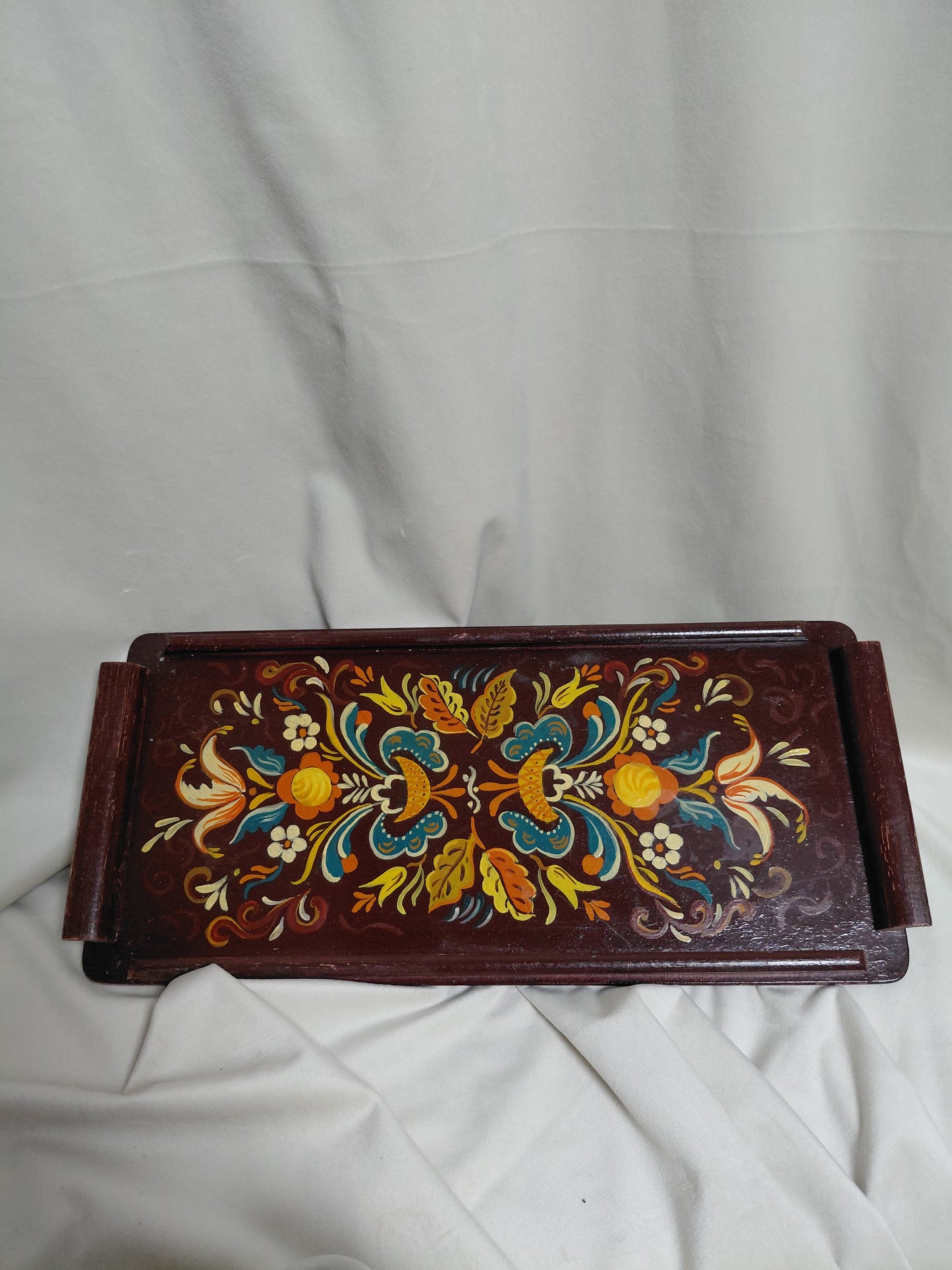 Norskur handmálaður tré bakki (Rosemaling)